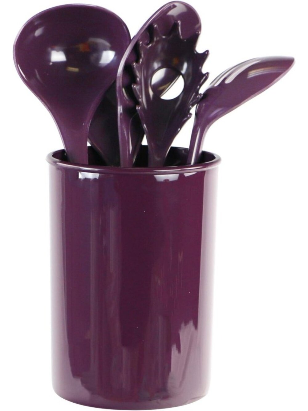 6-Piece Kitchen Utensil Holder Set - Heat Resistant Spoon, Slotted Spoon, Ladle